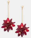 Holiday Lane Gold-tone Red Poinsettia Drop Earrings In Red