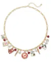Holiday Lane Gold-tone Santa Letter Charm Necklace, 18" + 3" Extender, Created For Macy's In Multi