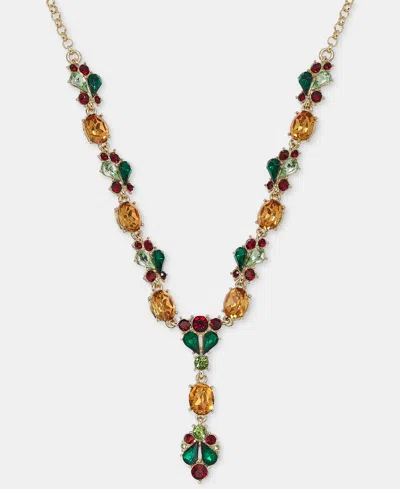 Holiday Lane Gold-tone Mistletoe Drop Necklace, Macy's Exclusive