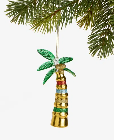Holiday Lane Hawaii Glass Glittered Palm Tree Ornament, Macy's Exclusive In Transparent