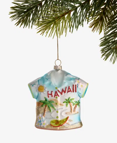 Holiday Lane Hawaii Glass Glittered Shirt Ornament, Macy's Exclusive In Transparent