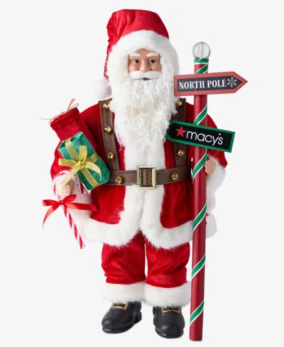 Holiday Lane Heritage Caucasian Santa With Sign Post, Macy's Exclusive In Multi