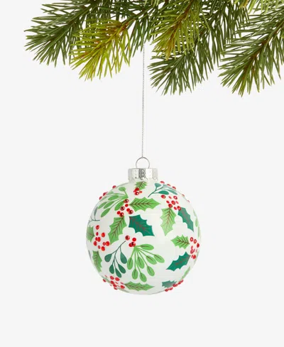Holiday Lane Heritage Glass Holly Ball Ornament, Macy's Exclusive In Transparent