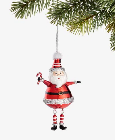 Holiday Lane Heritage Glass Santa With Candy Cane Ornament, Macy's Exclusive In Transparent