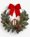 Holiday Lane Heritage House In Greenery Half Wreath, Macy's Exclusive In Transparent