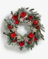 Holiday Lane Heritage Pine And Red Ornaments Wreath, Macy's Exclusive In Green