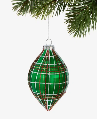 Holiday Lane Heritage Plaid Drop Ornament, Macy's Exclusive In Green