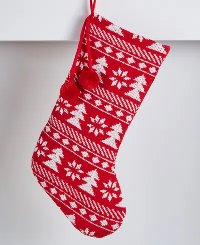 Holiday Lane Heritage Red And White Fabric Stocking, Macy's Exclusive In Multi