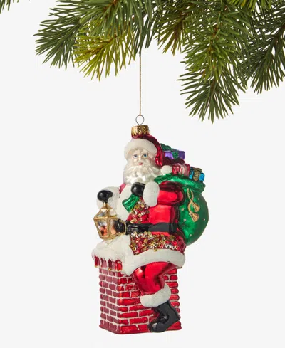 Holiday Lane Heritage Santa In Chimney Ornament, Macy's Exclusive In Transparent