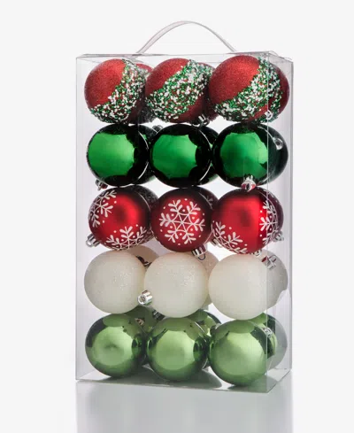 Holiday Lane Heritage Set Of 30 Shatterproof Red, Green & White Ball Ornaments, Macy's Exclusive In Multi