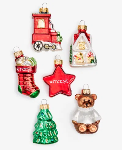 Holiday Lane Heritage Set Of 6 Glass Macy's Ornaments, Macy's Exclusive In Multi