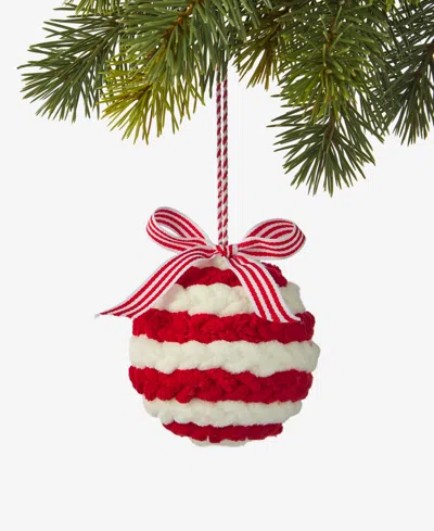 Holiday Lane Heritage Soft Red Stripe Ball Ornament, Macy's Exclusive In Multi