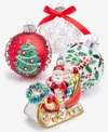 Holiday Lane Hioliday Lane Heritage Set Of 4 Glass Ornaments, Macy's Exclusive In Multi
