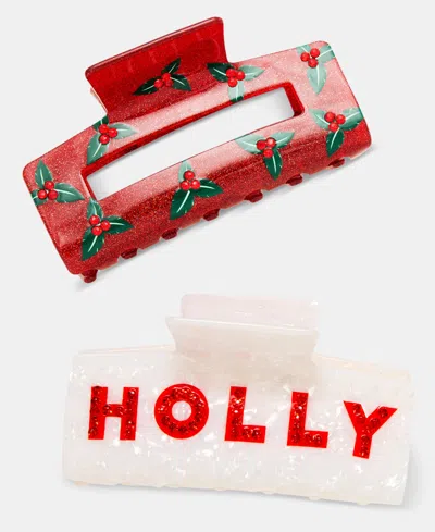 Holiday Lane Holly Claw Hair Clips, Set Of Two, Macy's Exclusive In Multi