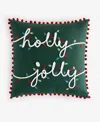 Holiday Lane Holly Jolly Decorative Pillow, 18" X 18", Exclusively For Macy's In Green