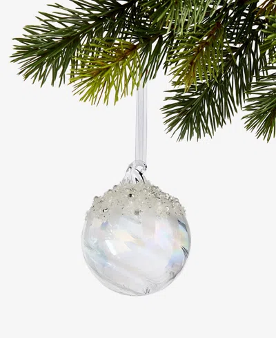 Holiday Lane Iced Delight Glass Ball Ornament, Macy's Exclusive In Silver