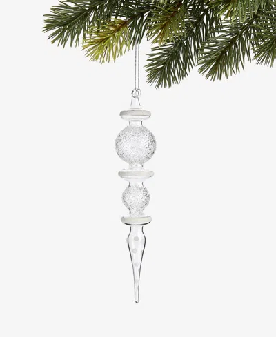 Holiday Lane Iced Delight Glass Bubble Finial Ornament, Macy's Exclusive In Transparent