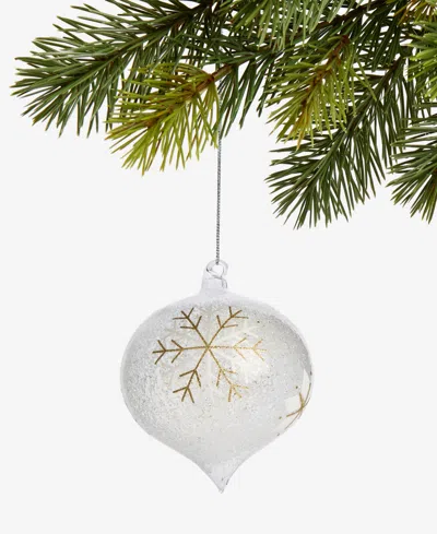 Holiday Lane Iced Delight Glass Snowflake Onion Ornament, Macy's Exclusive In Transparent