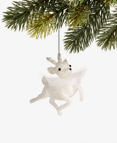 Holiday Lane Iced Delight White Deer With Feathers Ornament, Macy's Exclusive In Transparent