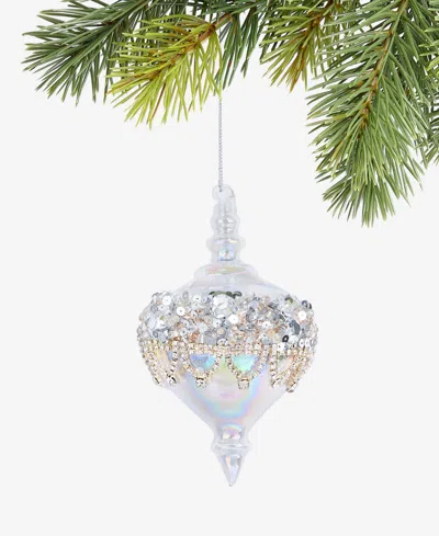 Holiday Lane Jeweled Classics Glass Onion Drop Ornament, Macy's Exclusive In White