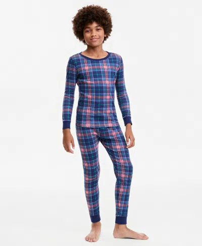 Holiday Lane Kids 5-14 Santas Snug-fit Pajama Set, Macy's Exclusive In Blue