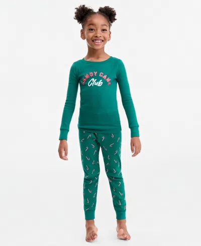Holiday Lane Kids 5-14 Santas Snug-fit Pajama Set, Macy's Exclusive In Green