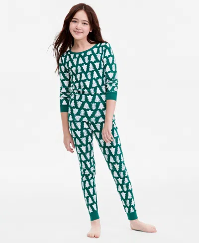 Holiday Lane Kids 5-14 Santas Snug-fit Pajama Set, Macy's Exclusive In Tree