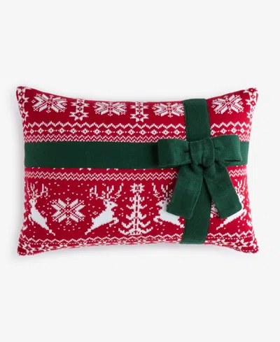 Holiday Lane Knit Present Decorative Pillow, 14" X 20", Exclusively For Macy's In Multi