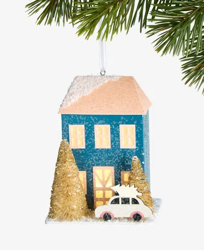 Holiday Lane Led Paper Blue House Ornament, Macy's Exclusive In Transparent
