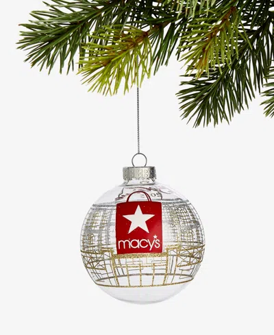 Holiday Lane Macy's Glass Glittered Ball Ornament, Macy's Exclusive In Transparent