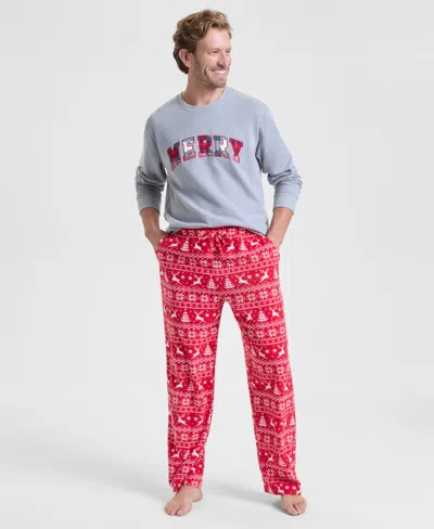 Holiday Lane Men's Deer Fair Isle Fleece Pajama Pants, Macy's Exclusive In Multi
