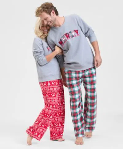 Holiday Lane Men Womens Merry Sweater Fleece Pajama Pants Macys Exclusive In Heather Grey