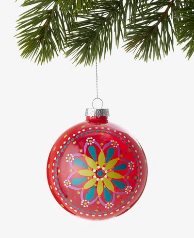 Holiday Lane Merry Magic Floral Pattern Ball Ornament, Macy's Exclusive In No Color