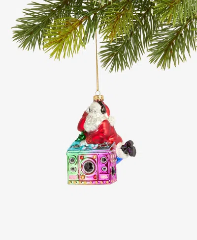 Holiday Lane Merry Magic Glass Dj Santa Ornament, Macy's Ornament In Transparent