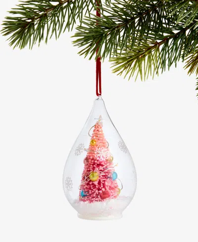 Holiday Lane Merry Magic Pink Tree In Dome Ornament, Macy's Exclusive In Transparent