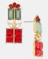 Holiday Lane Mixed Crystal Gift Double Drop Earrings, Macy's Exclusive In Multi