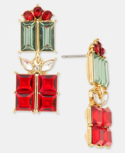 Holiday Lane Mixed Crystal Gift Double Drop Earrings, Macy's Exclusive In Multi