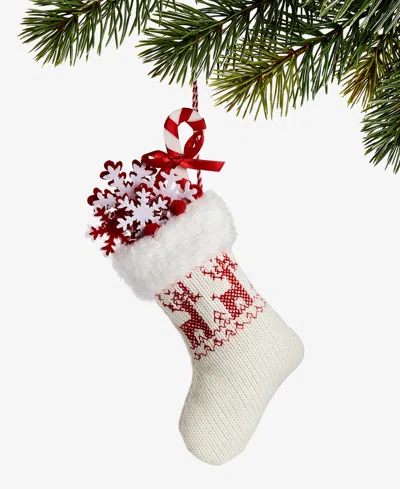 Holiday Lane Nordic Wonderland Fabric Stocking Ornament, Macy's Exclusive In White