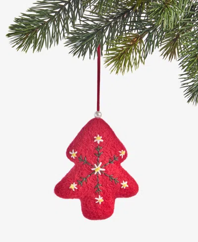 Holiday Lane Nordic Wonderland Felted Red Tree Ornament, Macy's Exclusive In Transparent