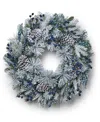 Holiday Lane Northern Holiday Green And White Flocked Pine Cone Wreath, Created For Macy's In No Color