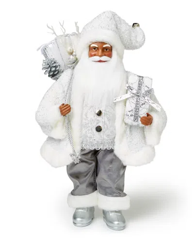 Holiday Lane Northern Holiday White African American 18" Santa With Gift Box In No Color