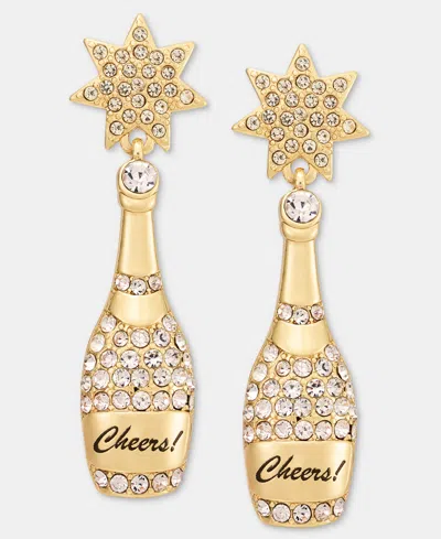 Holiday Lane Nye Champagne Cheers Earrings, Macy's Exclusive In Gold