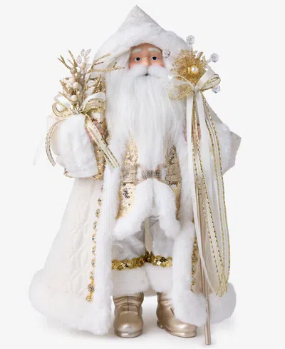 Holiday Lane Opulence Caucasian Santa With White Faux-fur Robes, Macy's Exclusive In Multi