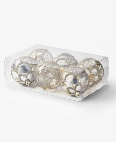 Holiday Lane Opulence Set Of 6 Shatterproof Silver And Gold Decorated Ball Ornaments, Macy's Exclusive In No Color