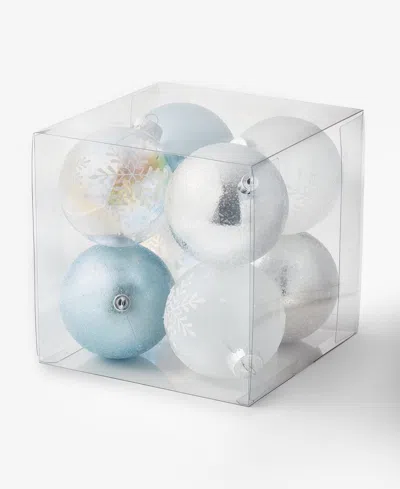 Holiday Lane Opulence Set Of 8 Shatterproof Iridescent, Blue And White Ball Ornaments, Macy's Exclusive In No Color