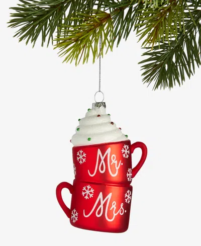 Holiday Lane Our First Mr. & Mrs. Double Hot Chocolate Cups Ornament, Macy's Exclusive In Red