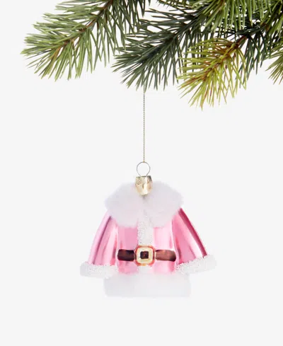 Holiday Lane Pastel Shine Glass Pink Santa Suit Ornament, Macy's Exclusive In Transparent