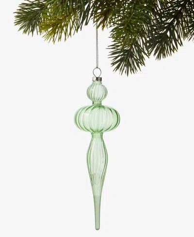 Holiday Lane Pastel Shine Green Glass Finial Drop Ornament, Macy's Exclusive In Transparent