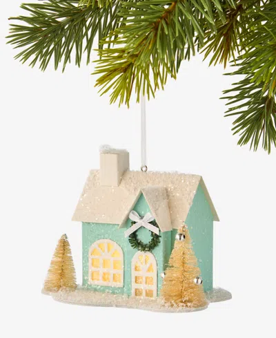 Holiday Lane Pastel Shine Light-up House Ornament, Macy's Exclusive In Green