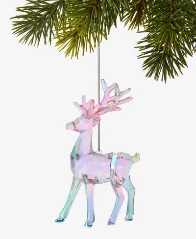 Holiday Lane Pastel Shine Pink And Blue Reindeer Ornament, Macy's Exclusive In Transparent